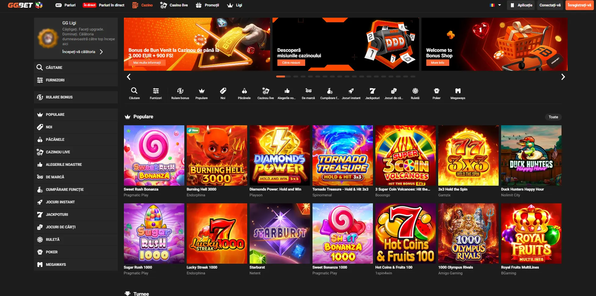 GGBet Casino lobby si promotii